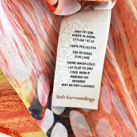 Soft Surroundings Womens Flowy Caftan One Size Lightweight Summer Orange - Picture 6 of 7